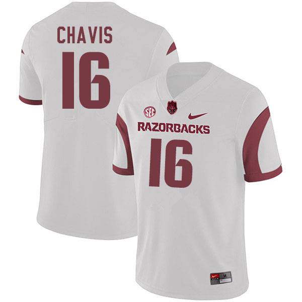 Men #16 Malik Chavis Arkansas Razorbacks College Football Jerseys Sale-White